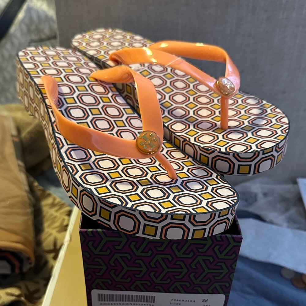 Tory Burch Orange Geometric Sandals